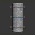 Concrete Tubular Lighting Fixture Set With Orange Bands And Metal Support Stands