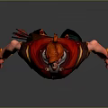 Game Movie Character 3D Model Standing Pose With Red Headscarf And Red Black Outfit