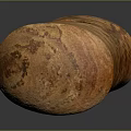 Ancient Stone Weapon With Cylindrical Shape Orange Brown Stripes And Central Hole