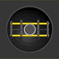 Black Circular Computer Component With Yellow Strips And Silver Cylindrical Center 3d model