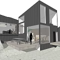 Modern Detached Villa Featuring Wooden Exterior Glass Facade And Outdoor Terrace