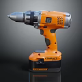 Orange And Gray Compact Cordless Drill With Battery Powered Power Tool Design 3d model