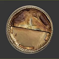 Delicious Puff Pastry Pie On Golden Paper Plate With Sliced Piece And Flaky Crust