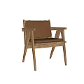 Modern Wooden Dining Chair With Leather Upholstered Seat And Armrest Design