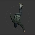 Man In Camouflage Jacket And Pants With Baseball Cap Rollerblading Dynamically 3d model