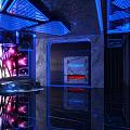 CATISHMAN KTV Modern Interior With Neon Lights Marble Reception And Dancing Figures Screen
