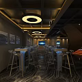 Modern Restaurant Interior Design With Open Kitchen And Comfortable Seating 3d model