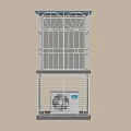 Architectural Component With Decorative Metal Railing And External Air Conditioner Unit