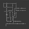 Heavy Duty Industrial Equipment Piping System with Metal Fittings Valves and Complex Layout