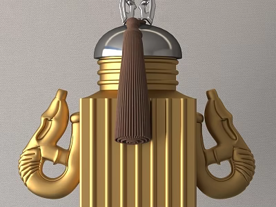 Ornament Decoration Set With Golden Carvings Silver Dome And Brown Tassel For Home Decor 3d model