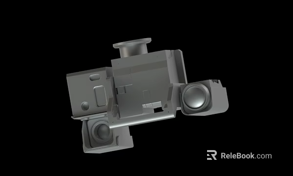 Gray Mechanical Component With Cylindrical Protrusions And Square Sections Industrial Design 3d model 