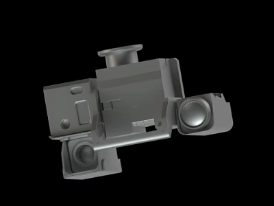 Gray Mechanical Component With Cylindrical Protrusions And Square Sections Industrial Design 3d model