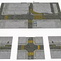 Detailed Road Infrastructure Layout with Intersection Traffic Markings Crosswalks and Lanes