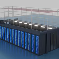 Data Center Computer Server Racks With Blue Red Black Cabinets And Metal Frame 3d model