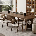 -Ji modern style tea table and chair combination tea table tea table tea chair big board table tea table reception table 3d model
