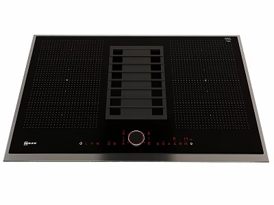 Glen Black Electric Cooktop With Control Panel Knob And Ventilation Holes 3d model