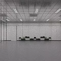 Modern Office Reception Interior Design With Front Desk Chairs Plants And Glass Partitions