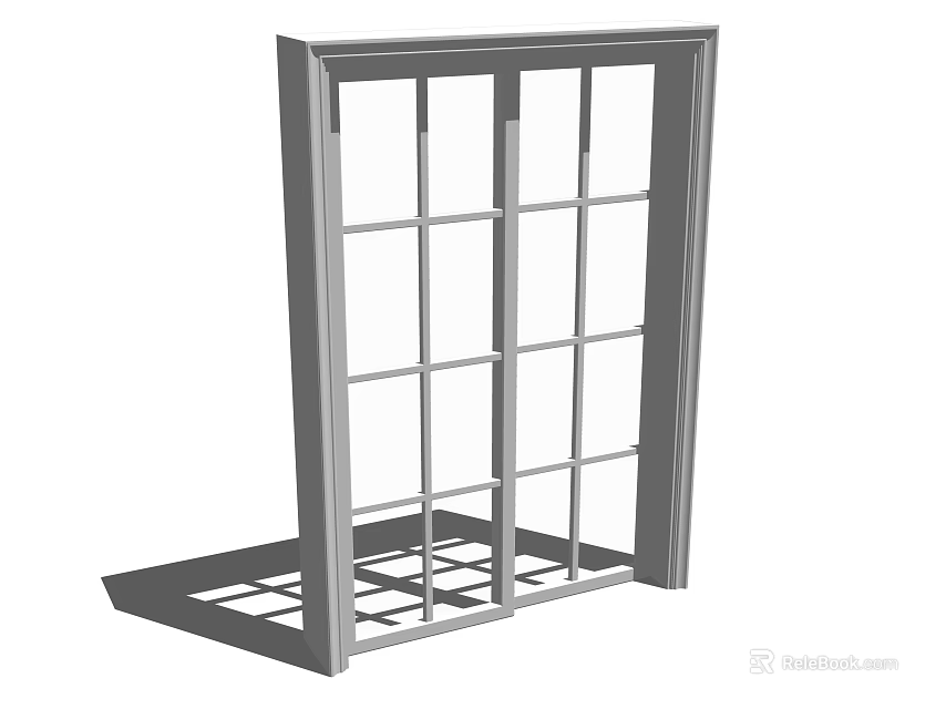 Sliding Door with Metal Frame and Glass Panels for Modern Interior Use 3d model 