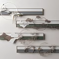 Modern Luxury Metal Wall Decor With Flower Elements Geometric Lines And Horizontal Hanging Design