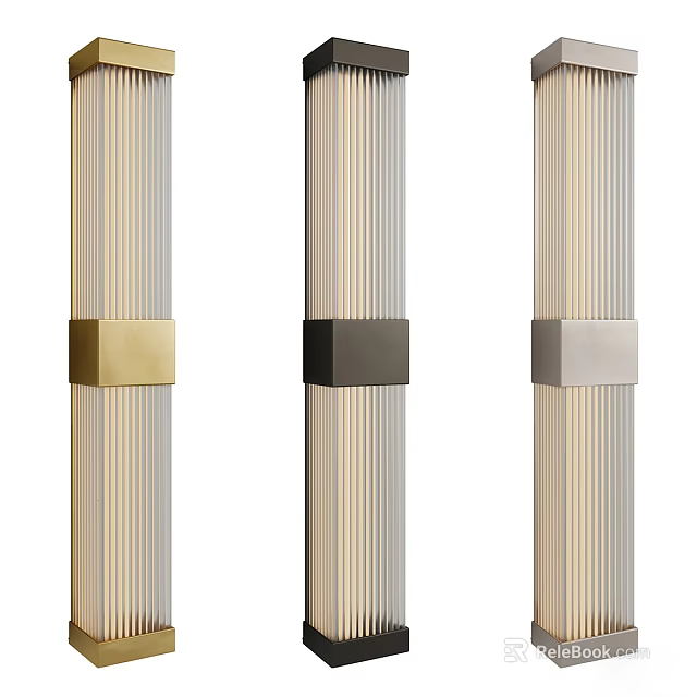Modern Striped Wall Lamp Design In Gold Black And Silver Colors 3d model 