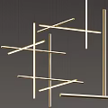 Modern Luxury Linear Chandelier With Crossed Brass Metal Bars For Contemporary Interior Space