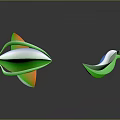 Modern Abstract Decorative Elements With Green Orange Gradient And Dark Background Reflection