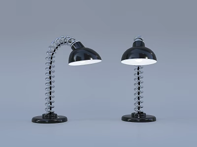 Black Table Lamps With Spiral Spring Pole And Classic Shade For Home Decor 3d model
