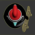 Cute Penguin Character Wearing Red Santa Hat With Golden Decorations And Black White Body