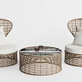 Nordic Casual Sofa Set Rattan Casual Table and Chair Set 3d model