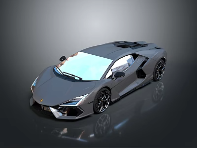 Gray Luxury Sports Car With Sleek Body Black Wheels And Roof Vents 3d model