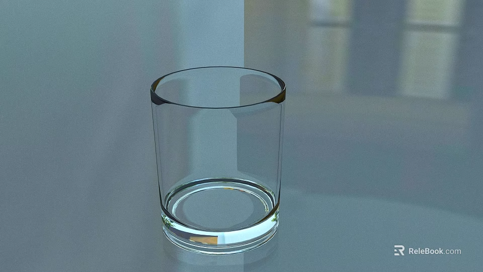 Transparent Glass Cup Placed On Smooth Light Colored Surface With Reflection 3d model 