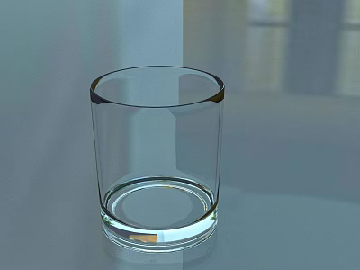 Transparent Glass Cup Placed On Smooth Light Colored Surface With Reflection 3d model