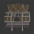 Industrial Equipment With Metal Frame Wooden Panels And Toothed Base Structure
