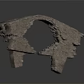 Broken Stone Arch Structure With Ancient Ruin Design And Weathered Texture 3d model