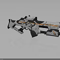 Modern Futuristic Gun With White Black Camouflage And Orange Accents