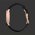Luxury Rose Gold Watch With Black Leather Strap And Diamond Accents On Dial