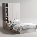 Modern Bedroom Interior Featuring Wardrobe Storage And Comfortable Bed Design 3d model