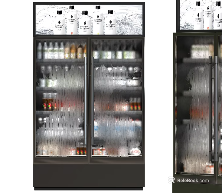 Glass Door Commercial Display Refrigerators Filled with Assorted Bottled Drinks 3d model 