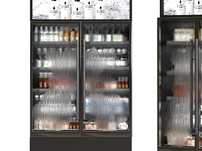 Glass Door Commercial Display Refrigerators Filled with Assorted Bottled Drinks 3d model