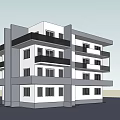 Modern Multi Story Apartment Building With White Gray Exterior And Balconies