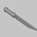 Detailed Combat Weapon With Metal Blade Red Worn Handle And Tactical Design