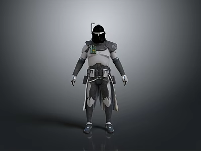 Sci Fi Warrior Character With Tactical Armor Helmet And Sword Design 3d model