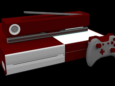 Red And White Gaming Console With Game Controller For Home Entertainment 3d model