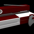 Red And White Gaming Console With Game Controller For Home Entertainment