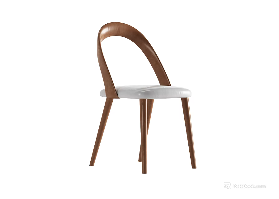 Modern Leisure Chair With Wooden Frame And White Comfortable Cushion Seat 3d model 