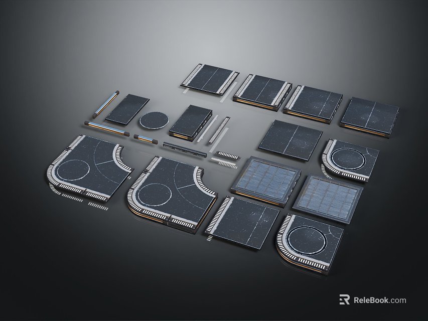 Modern Ground Design With Various Shaped Components 3d model 