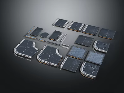 Modern Ground Design With Various Shaped Components 3d model