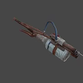 Homemade Rusty Weapon Featuring Green Canister Black Hose and Red Metal Parts