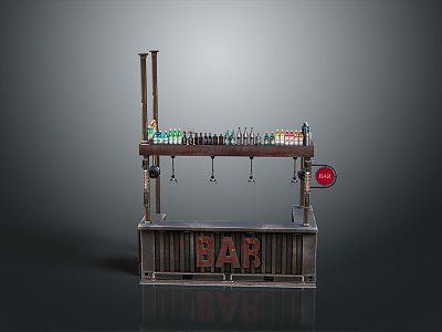 Iron frame outdoor items realistic 3d model