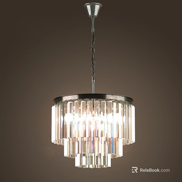 Modern Transparent Crystal Column Chandelier Hanging From Chain For Bright Interior Decoration 3d model 